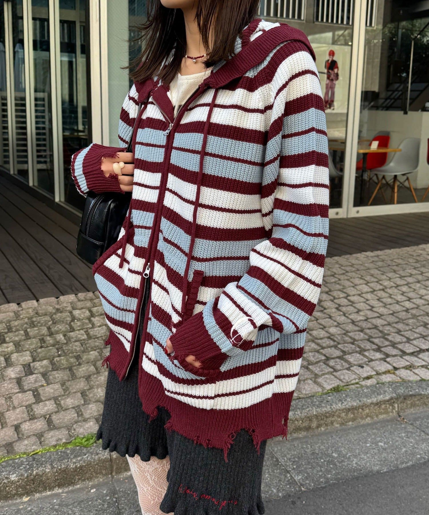 CIAOPANIC Ruffle邊帽Double Zip Knit Hoodie - Image 8