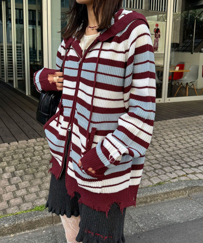 CIAOPANIC Ruffle邊帽Double Zip Knit Hoodie - Image 8