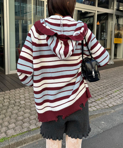 CIAOPANIC Ruffle邊帽Double Zip Knit Hoodie - Image 9