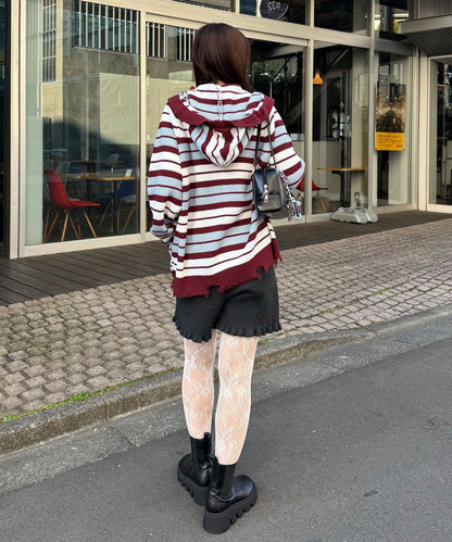 CIAOPANIC Ruffle邊帽Double Zip Knit Hoodie - Image 11