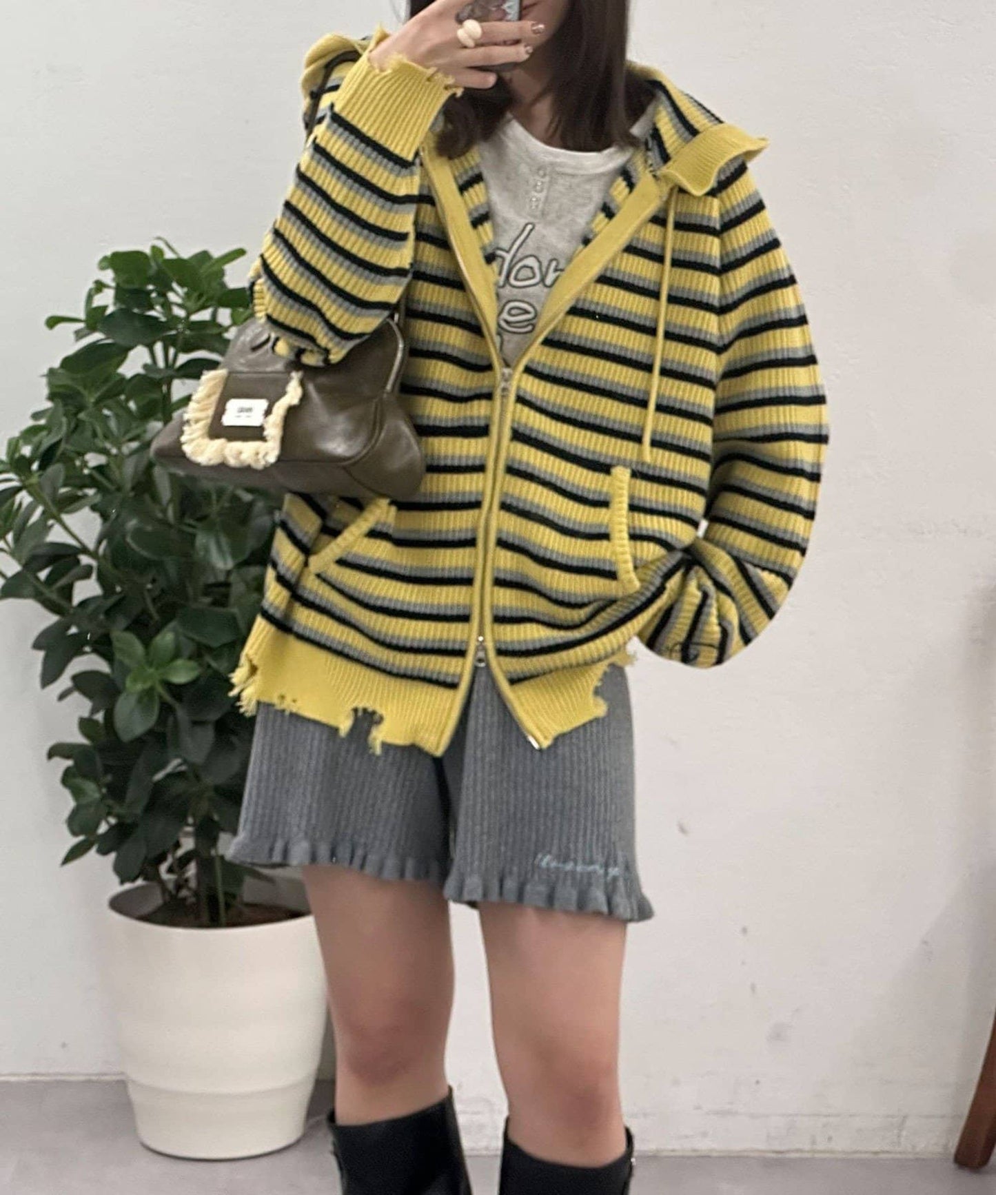 CIAOPANIC Ruffle邊帽Double Zip Knit Hoodie - Image 19