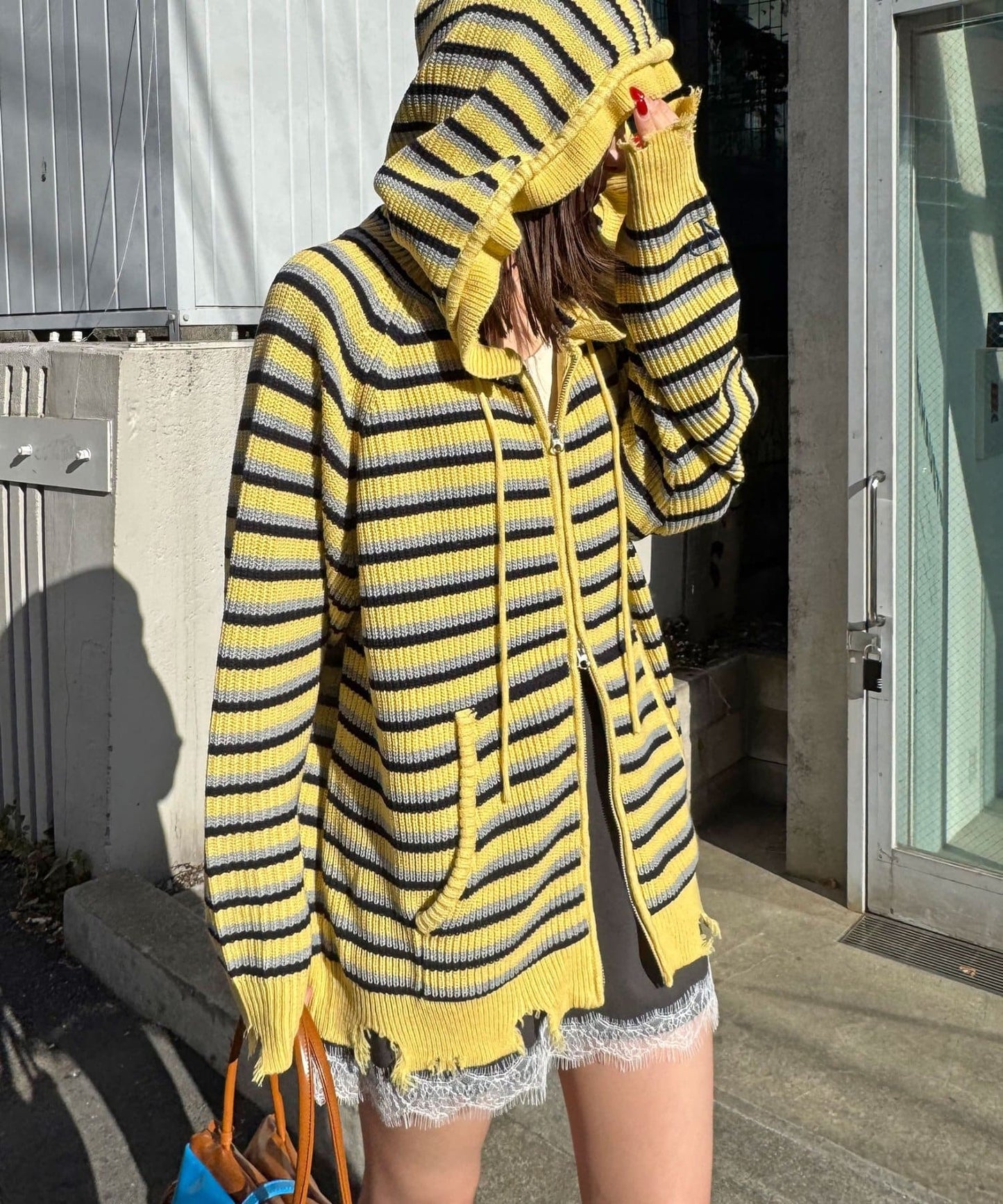 CIAOPANIC Ruffle邊帽Double Zip Knit Hoodie - Image 20