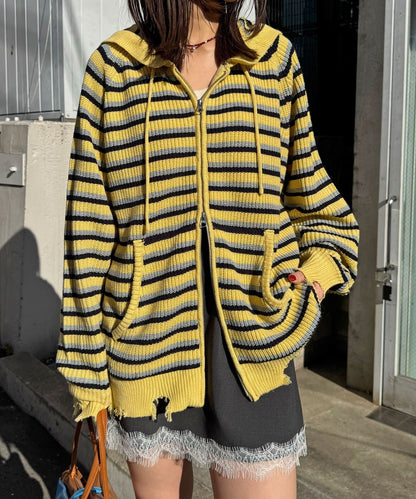 CIAOPANIC Ruffle邊帽Double Zip Knit Hoodie - Image 22