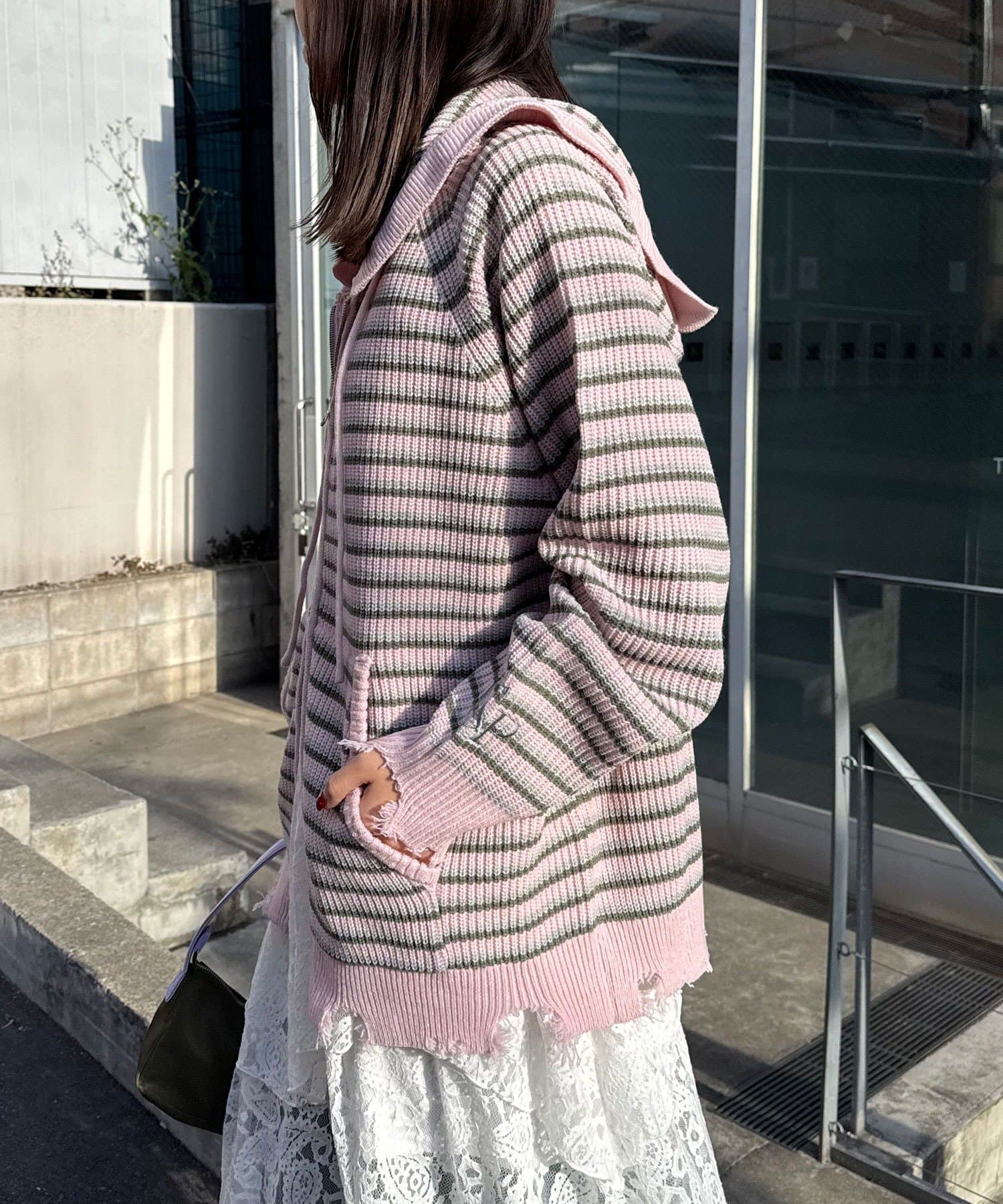 CIAOPANIC Ruffle邊帽Double Zip Knit Hoodie - Image 40