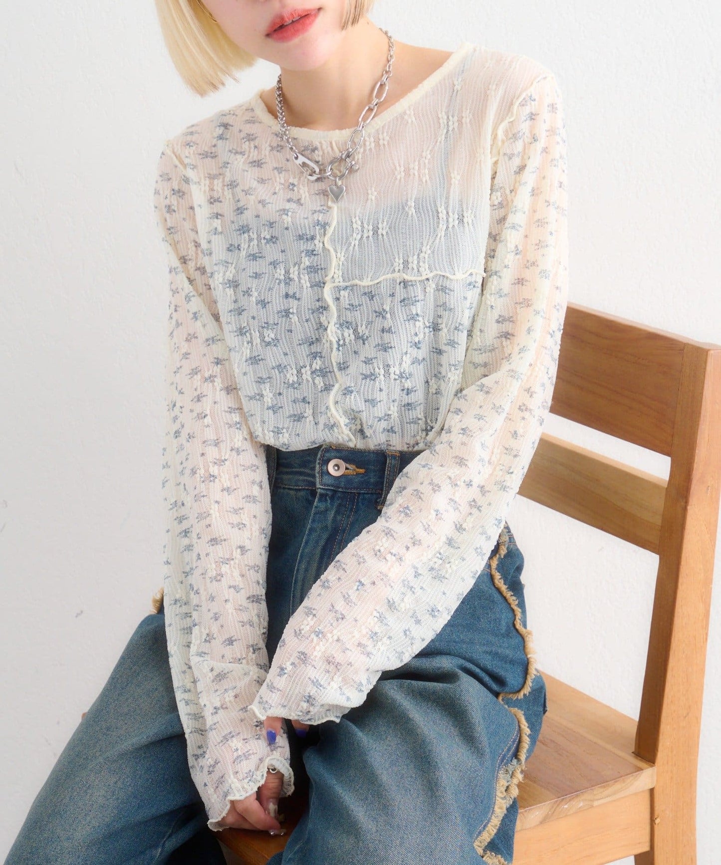 w closet 碎花拼接Tee - Image 4