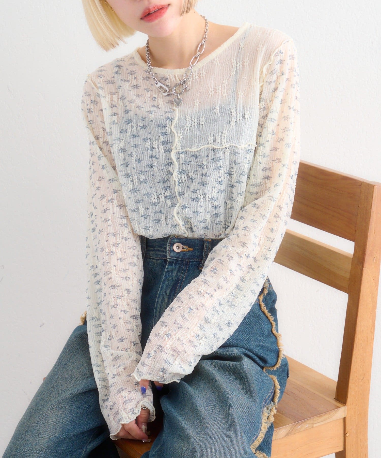 w closet 碎花拼接Tee - Image 4