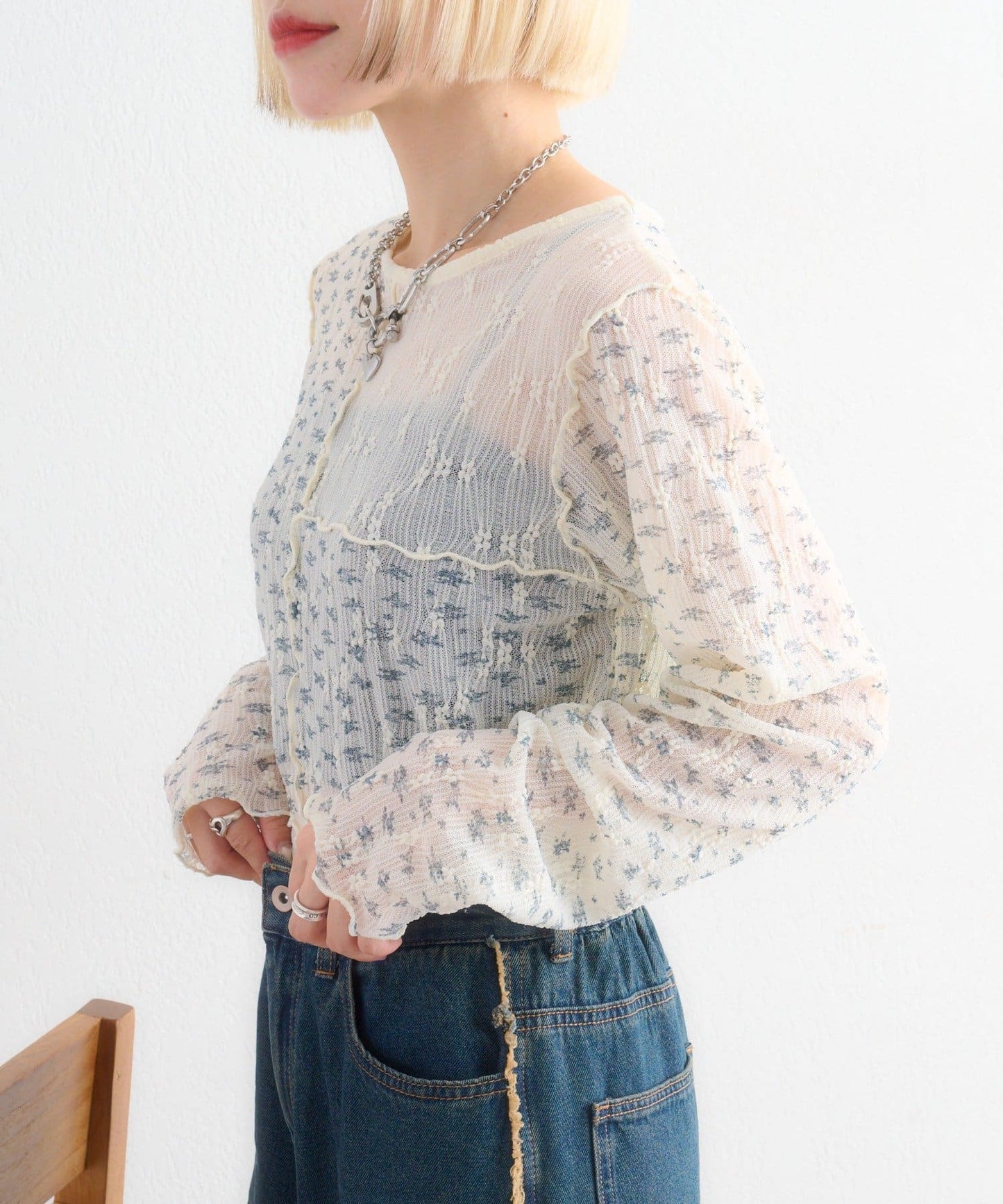 w closet 碎花拼接Tee - Image 6