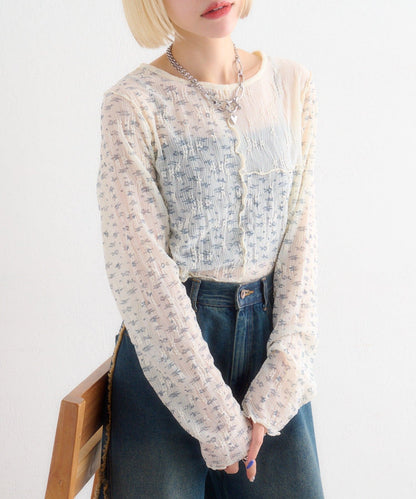 w closet 碎花拼接Tee - Image 7