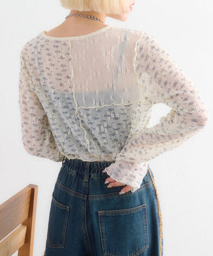 w closet 碎花拼接Tee - Image 9