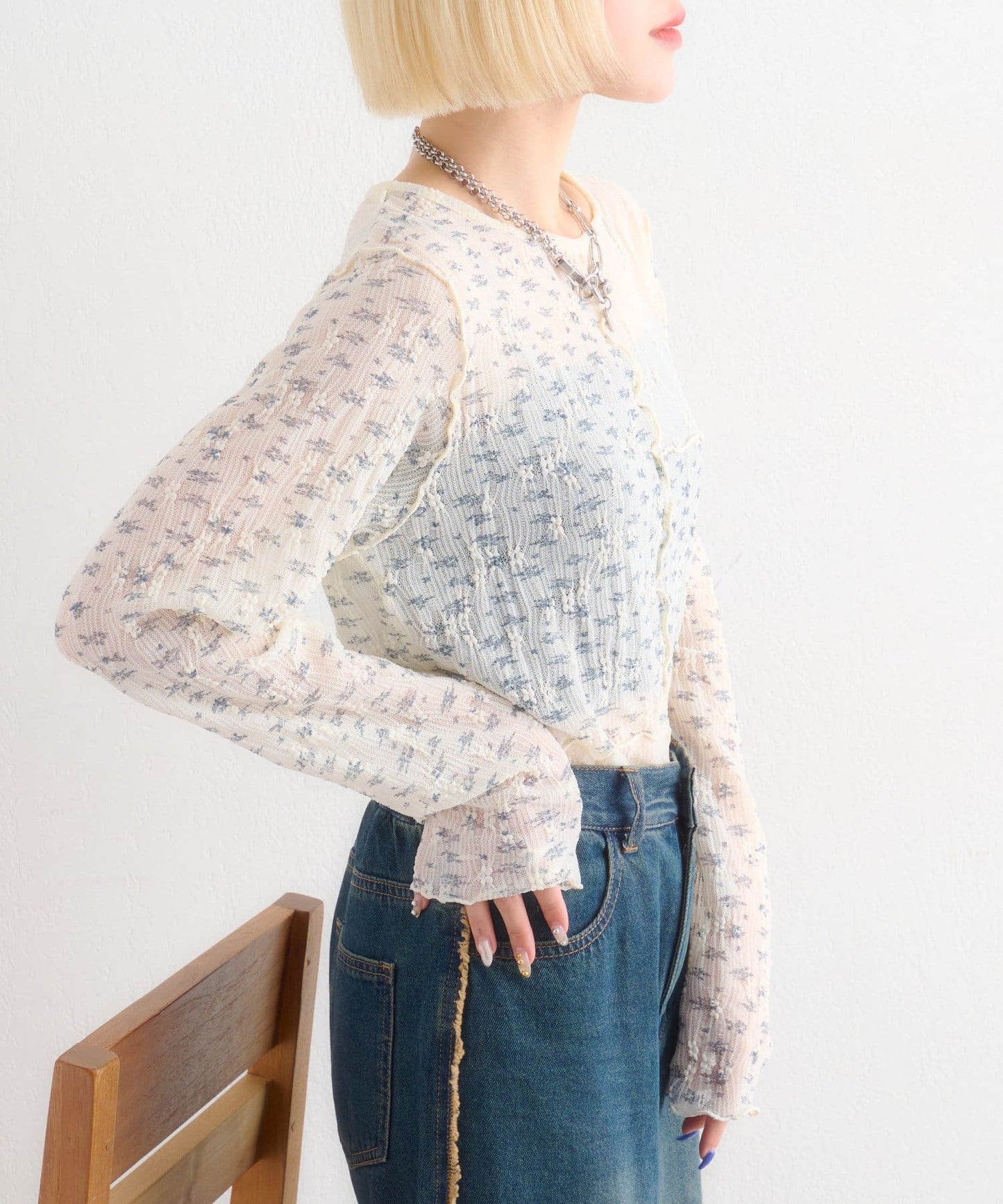 w closet 碎花拼接Tee - Image 10