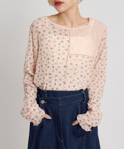 w closet 碎花拼接Tee - Image 1