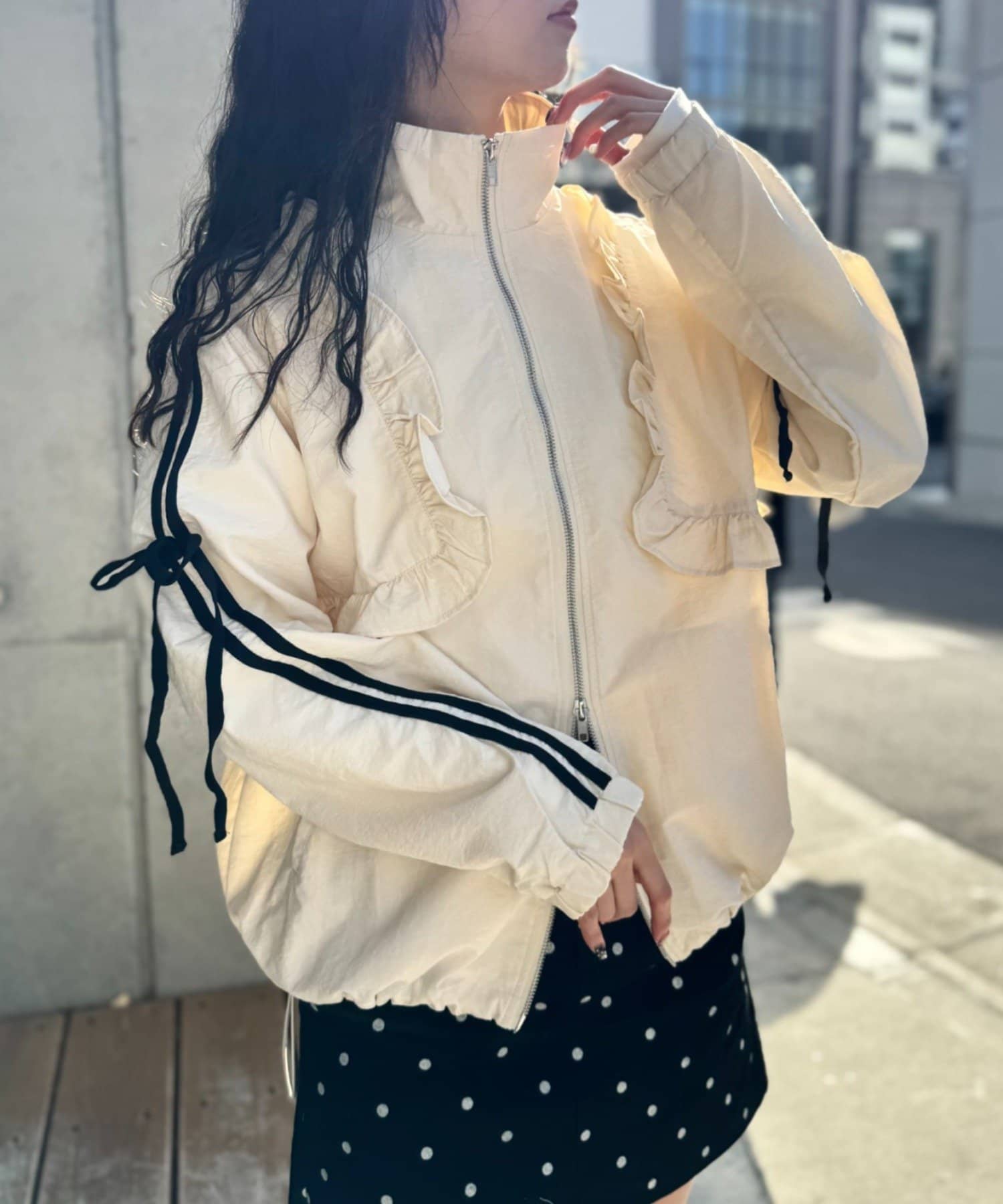 [人氣款2026 version] w closet Frilled nylon blouson - Image 12