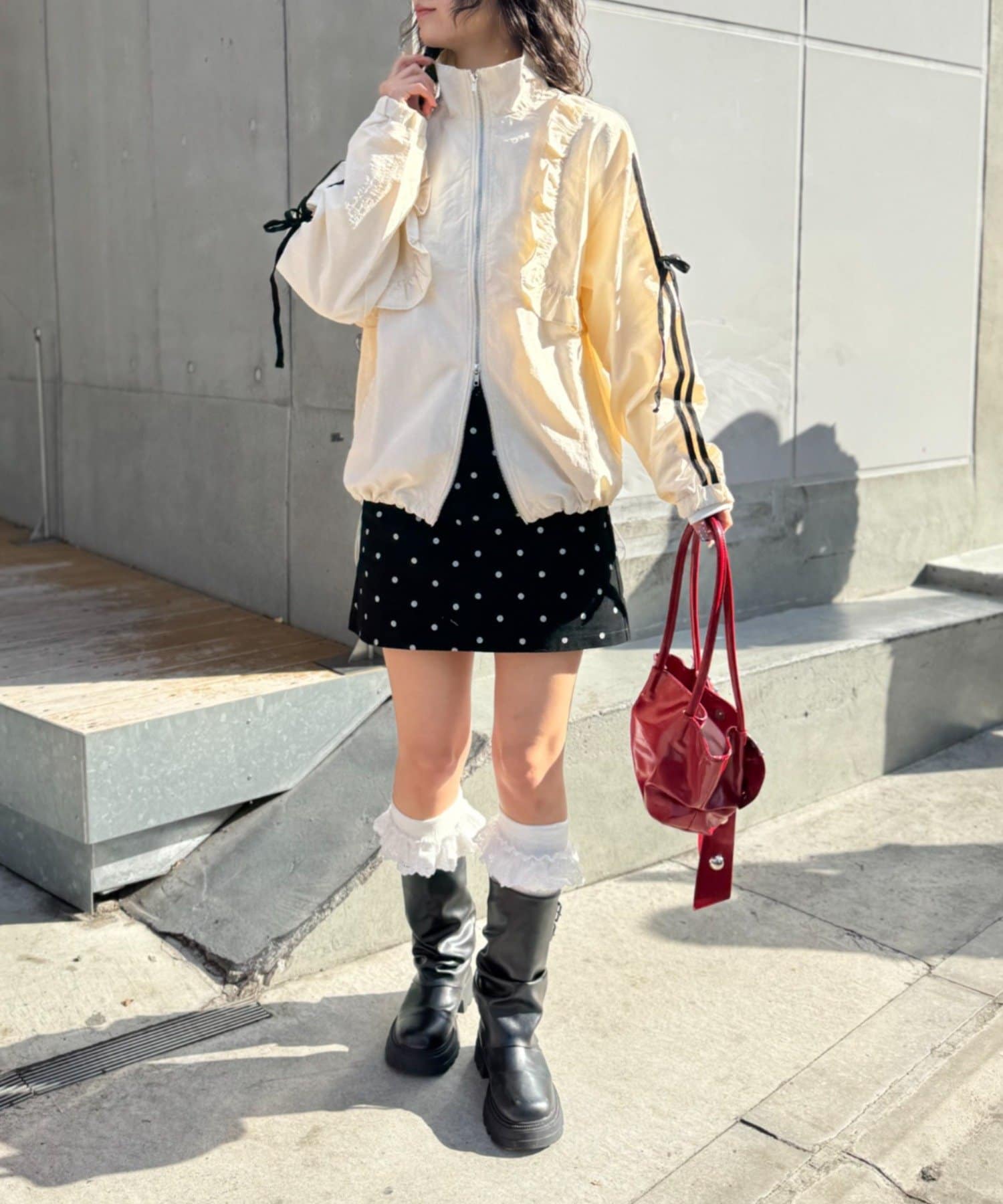 [人氣款2026 version] w closet Frilled nylon blouson - Image 14