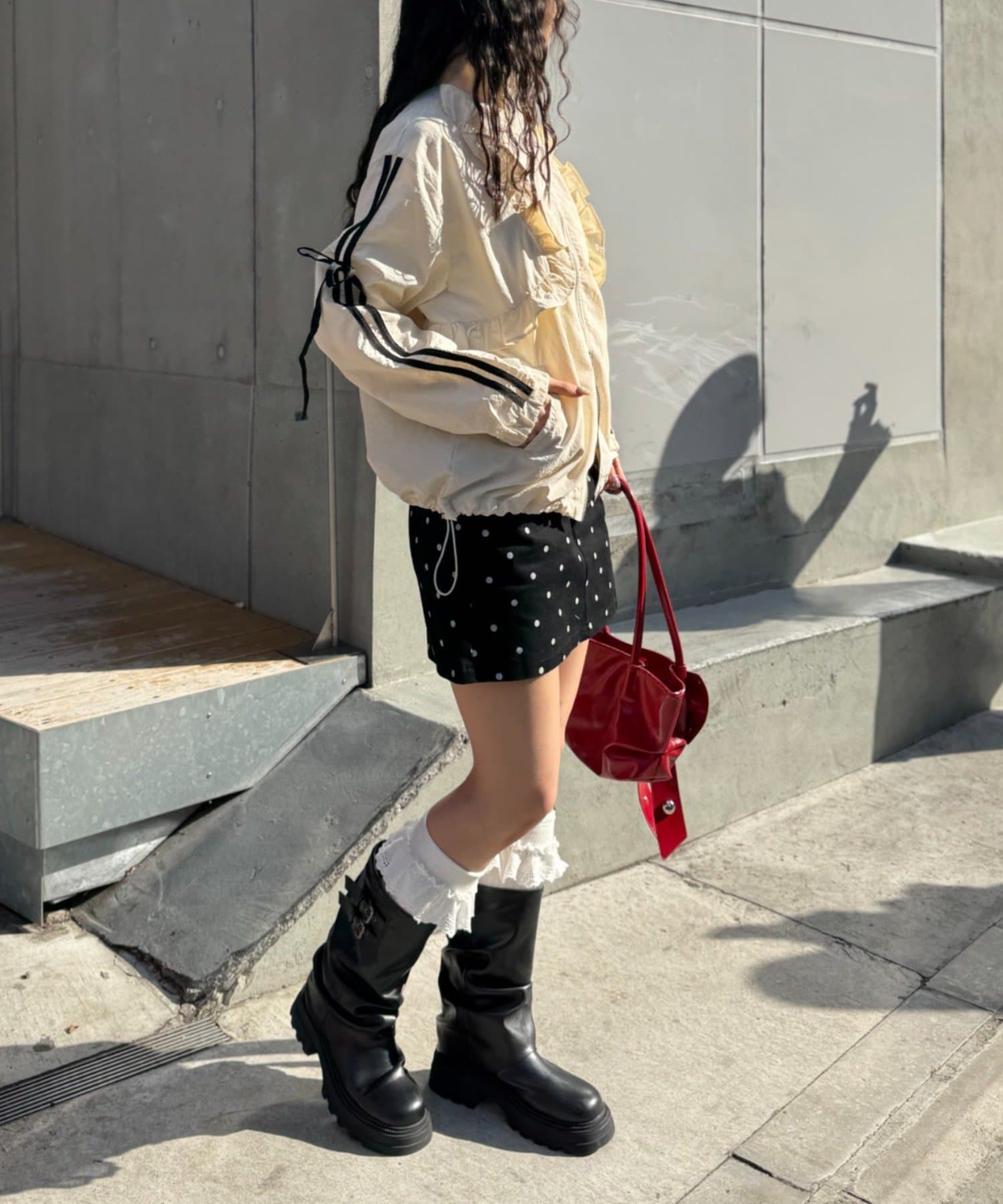 [人氣款2026 version] w closet Frilled nylon blouson - Image 15