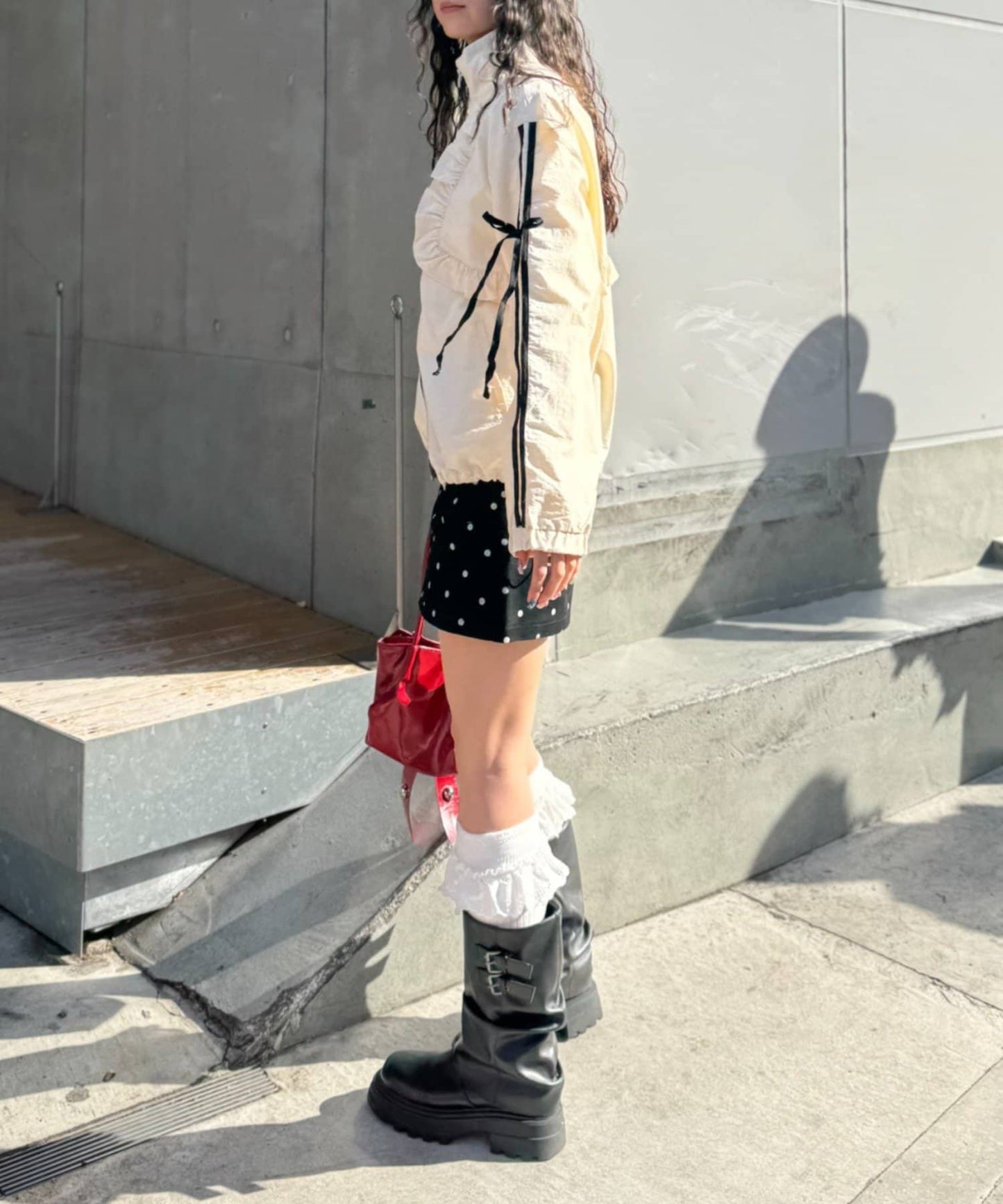 [人氣款2026 version] w closet Frilled nylon blouson - Image 17