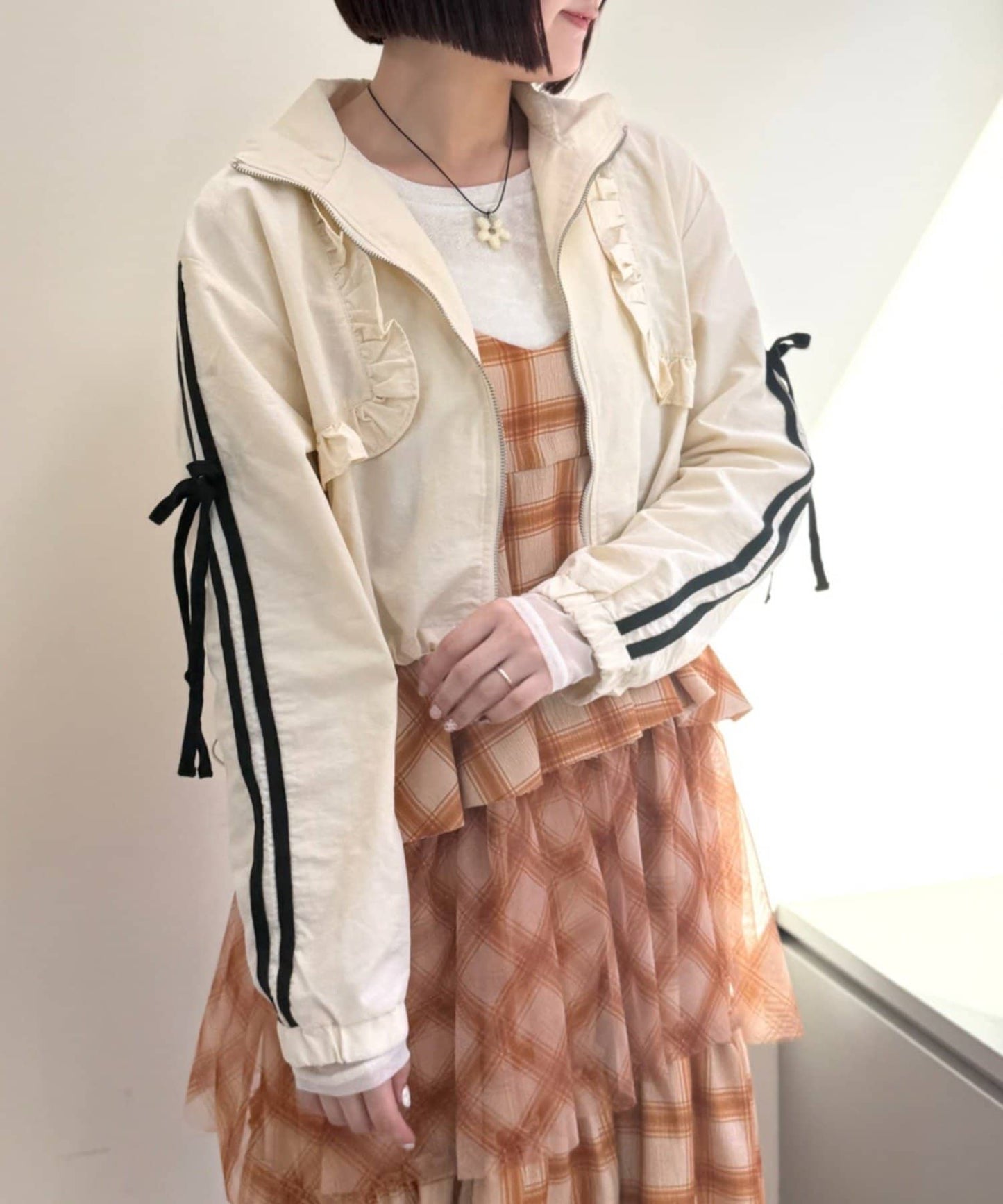 [人氣款2026 version] w closet Frilled nylon blouson - Image 4