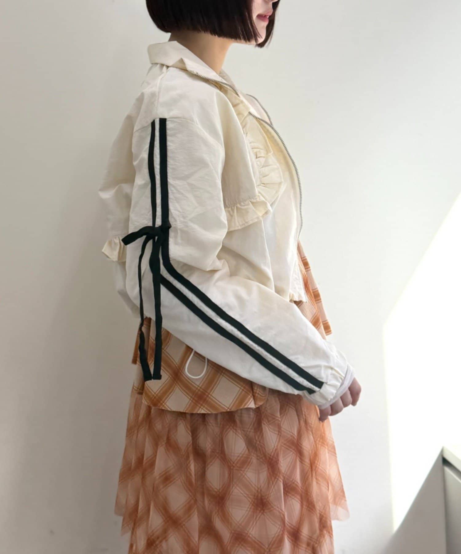 [人氣款2026 version] w closet Frilled nylon blouson - Image 5