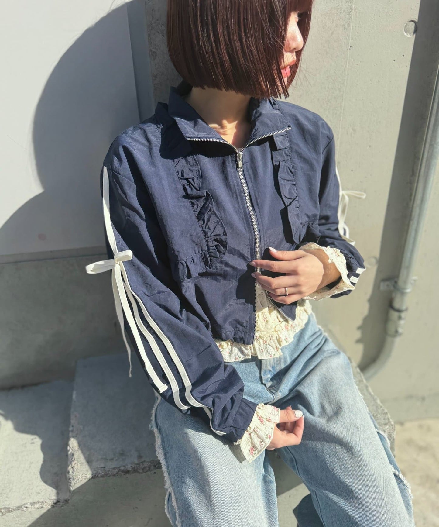 [人氣款2026 version] w closet Frilled nylon blouson - Image 20