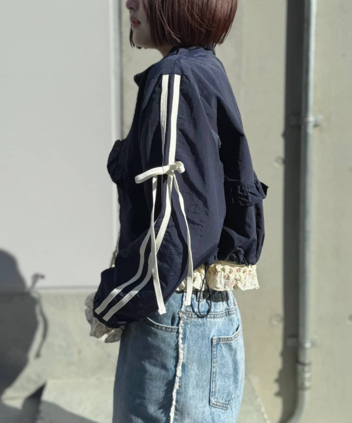 [人氣款2026 version] w closet Frilled nylon blouson - Image 23