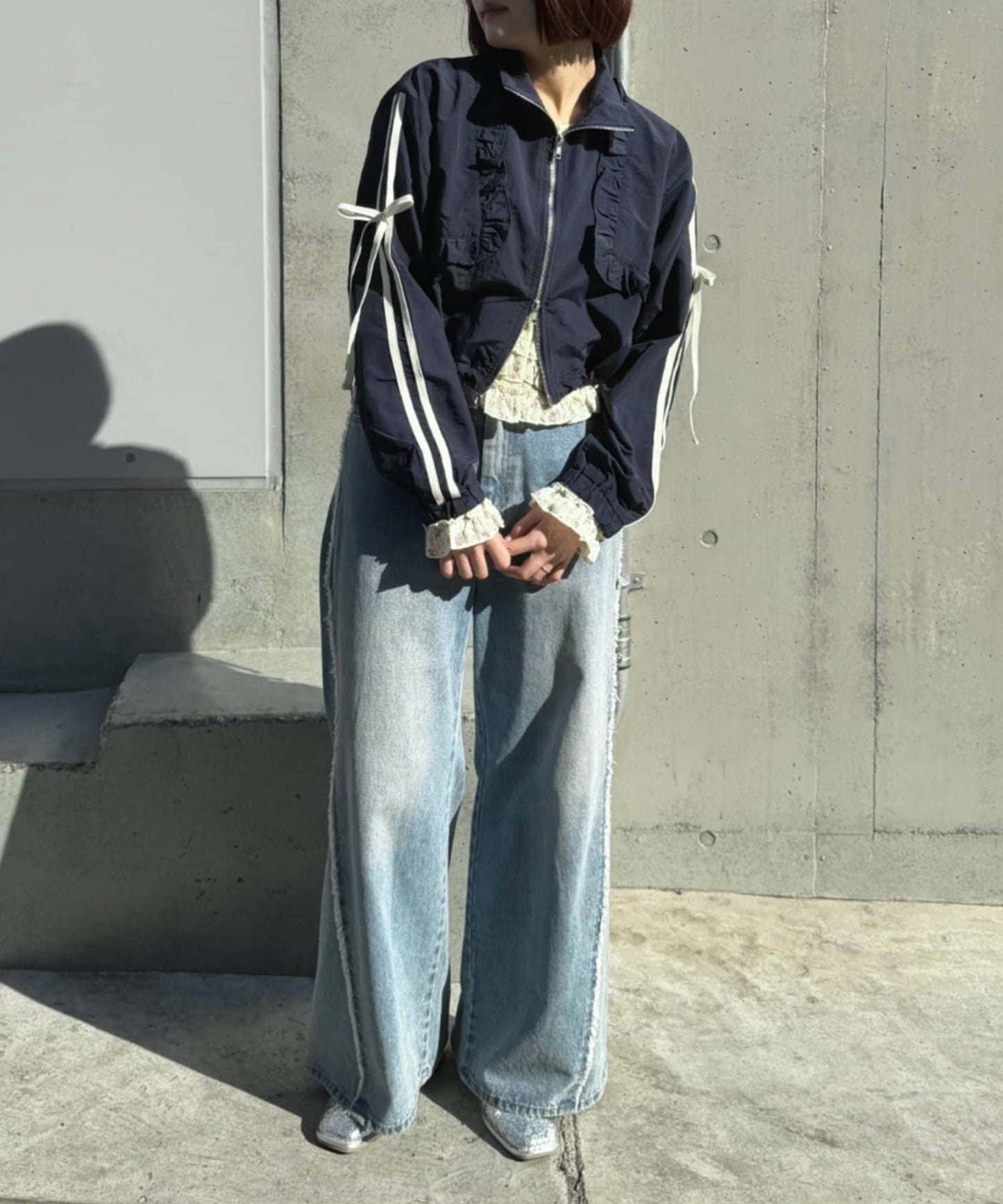 [人氣款2026 version] w closet Frilled nylon blouson - Image 24