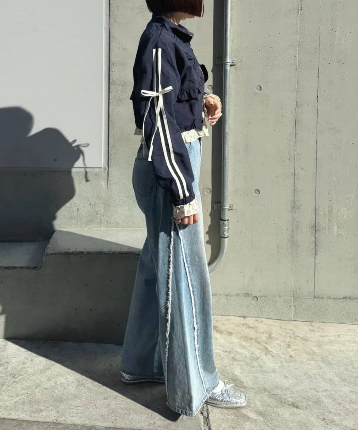 [人氣款2026 version] w closet Frilled nylon blouson - Image 25