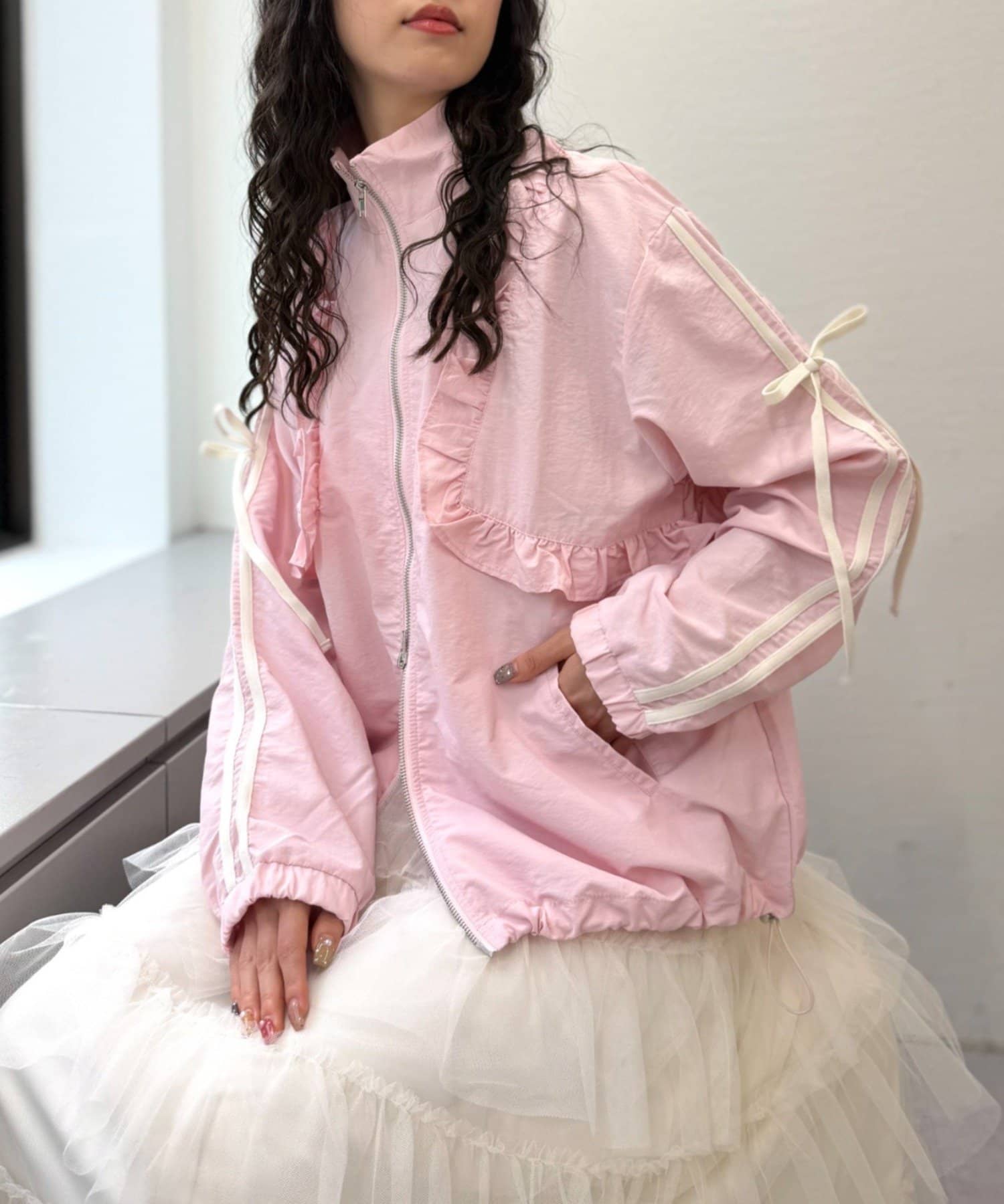 [人氣款2026 version] w closet Frilled nylon blouson - Image 3