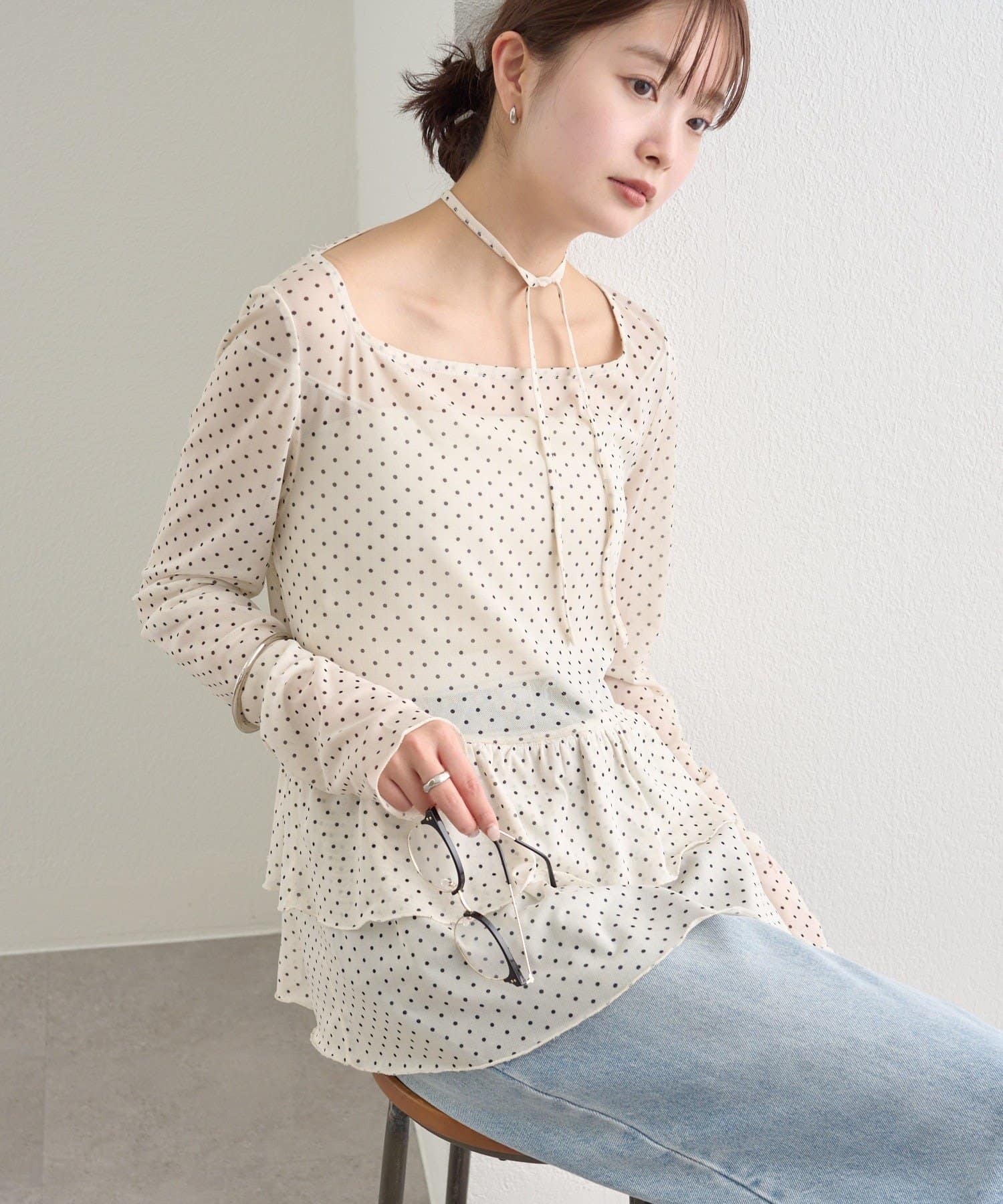mystic sheer layering top with choker - Image 8