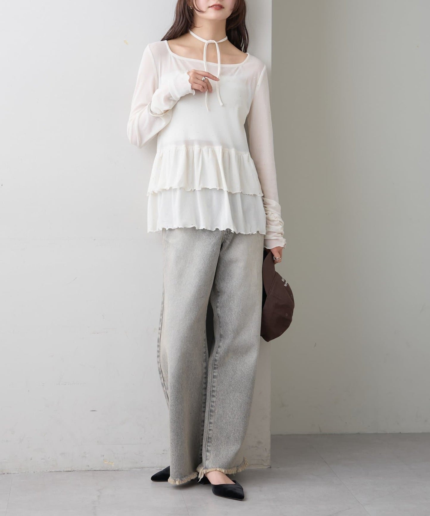 mystic sheer layering top with choker - Image 42