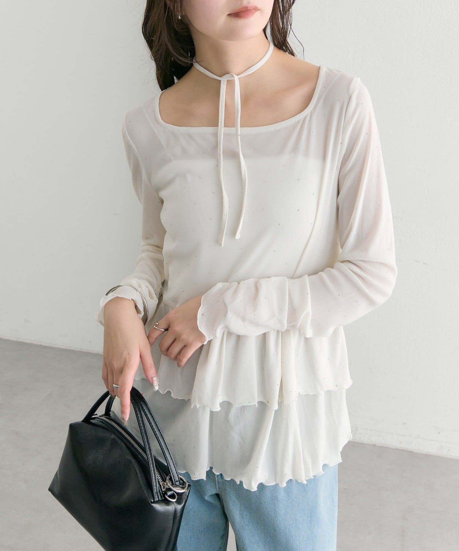 mystic sheer layering top with choker - Image 47