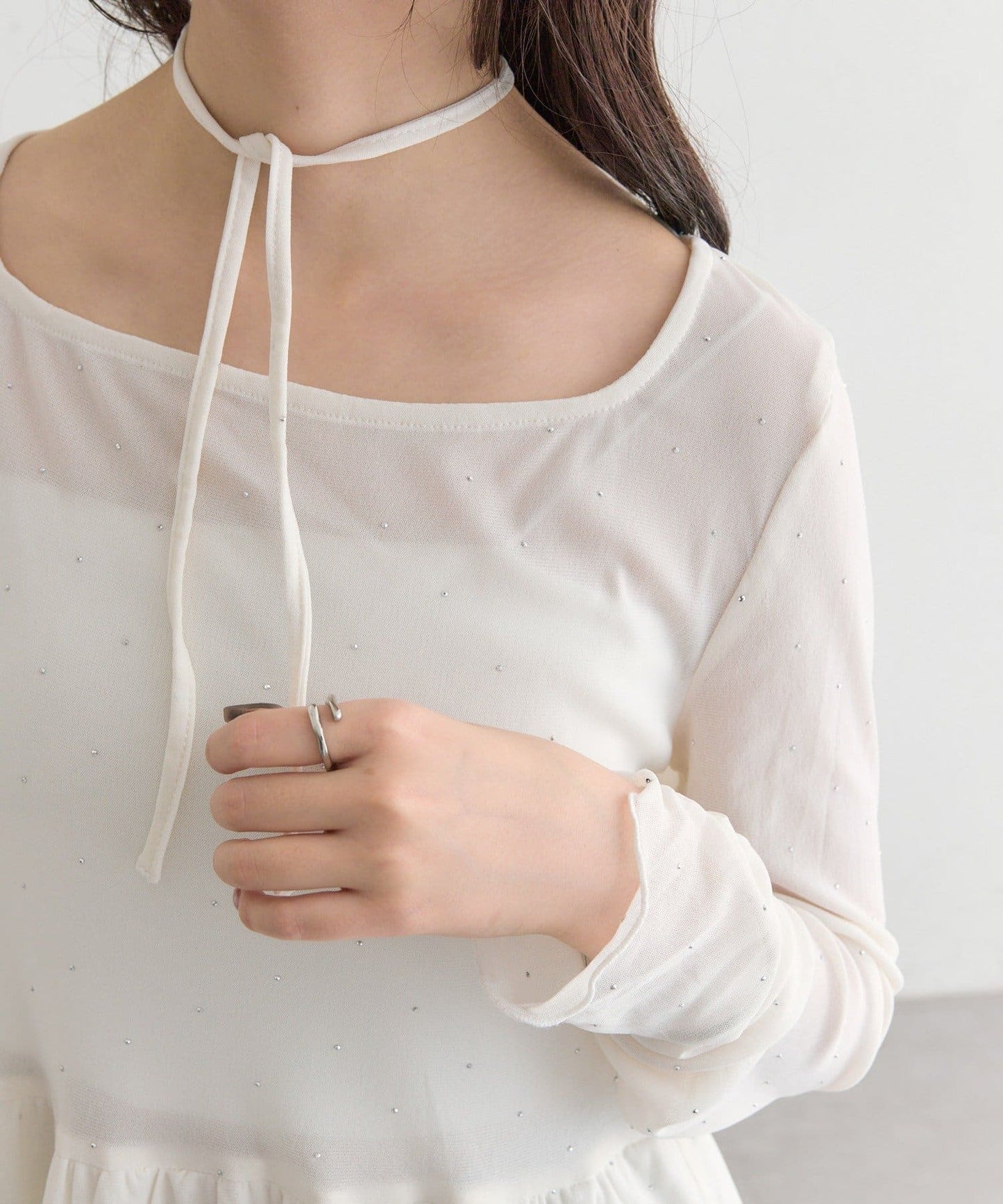 mystic sheer layering top with choker - Image 33