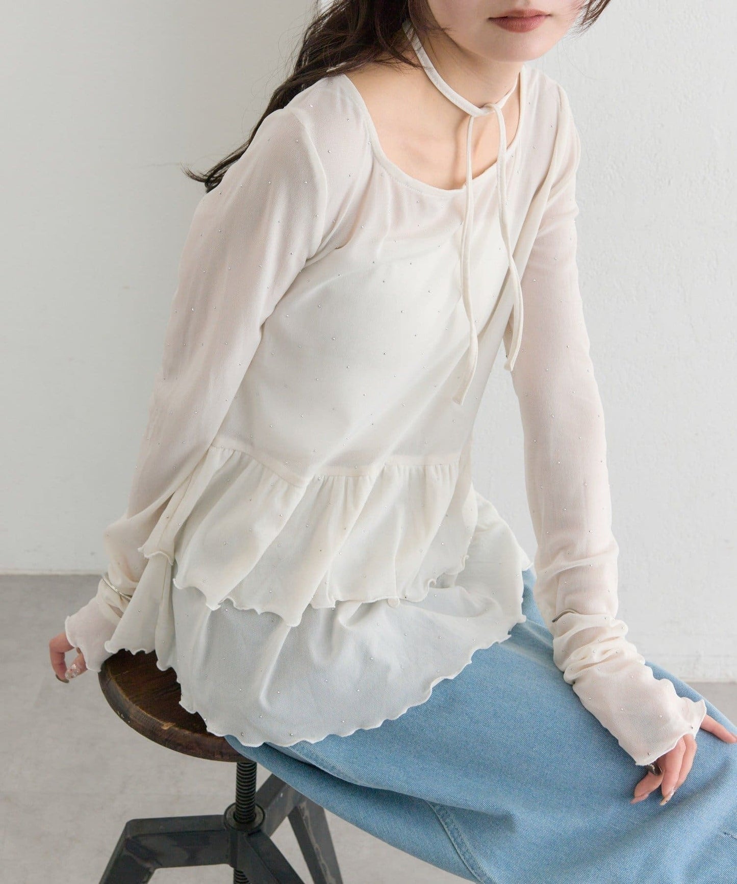 mystic sheer layering top with choker - Image 35