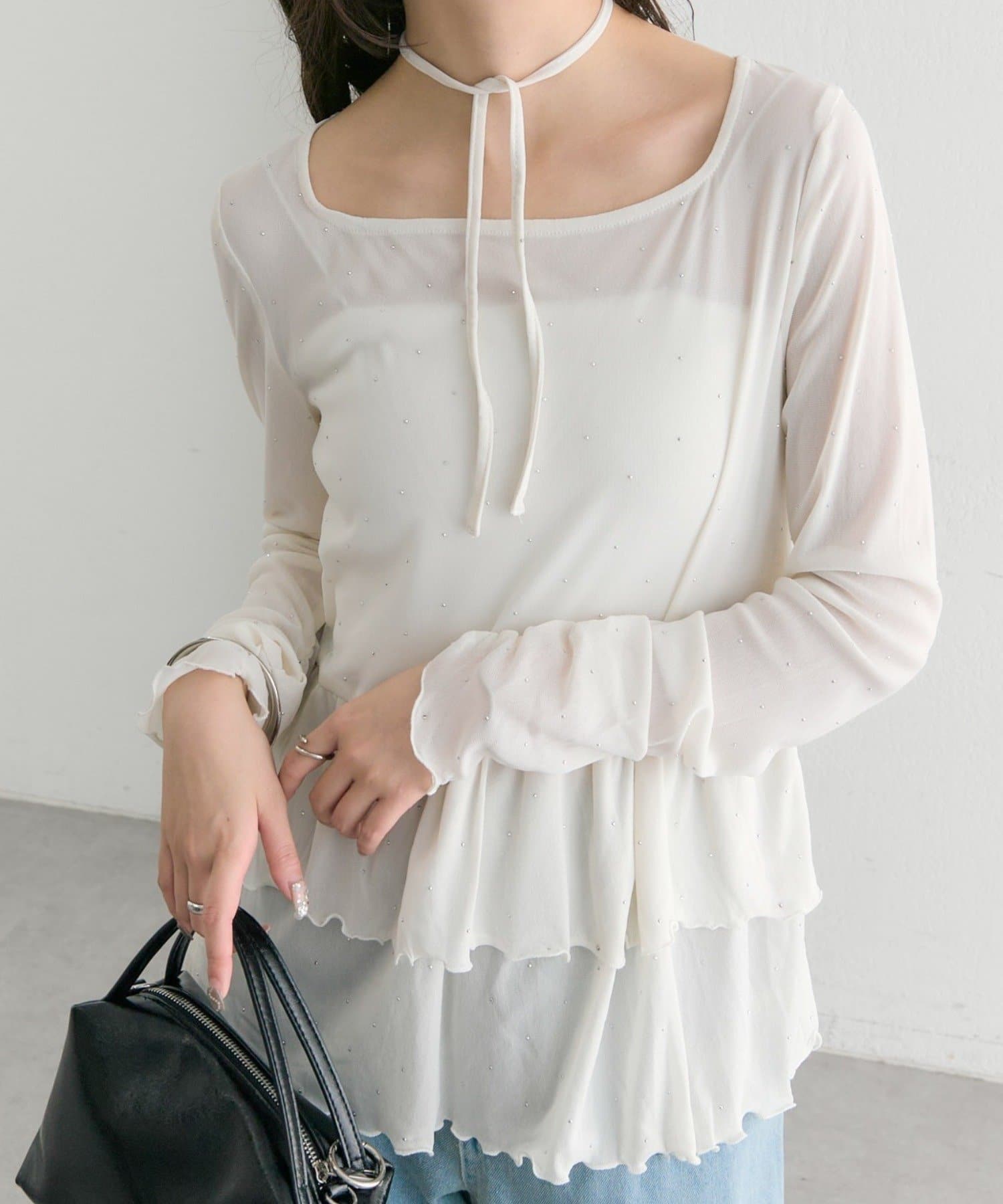 mystic sheer layering top with choker - Image 36