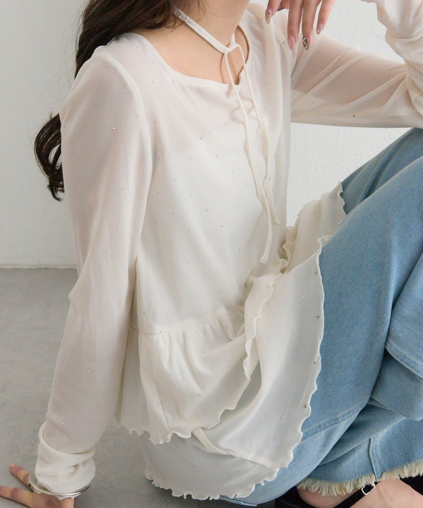 mystic sheer layering top with choker - Image 38