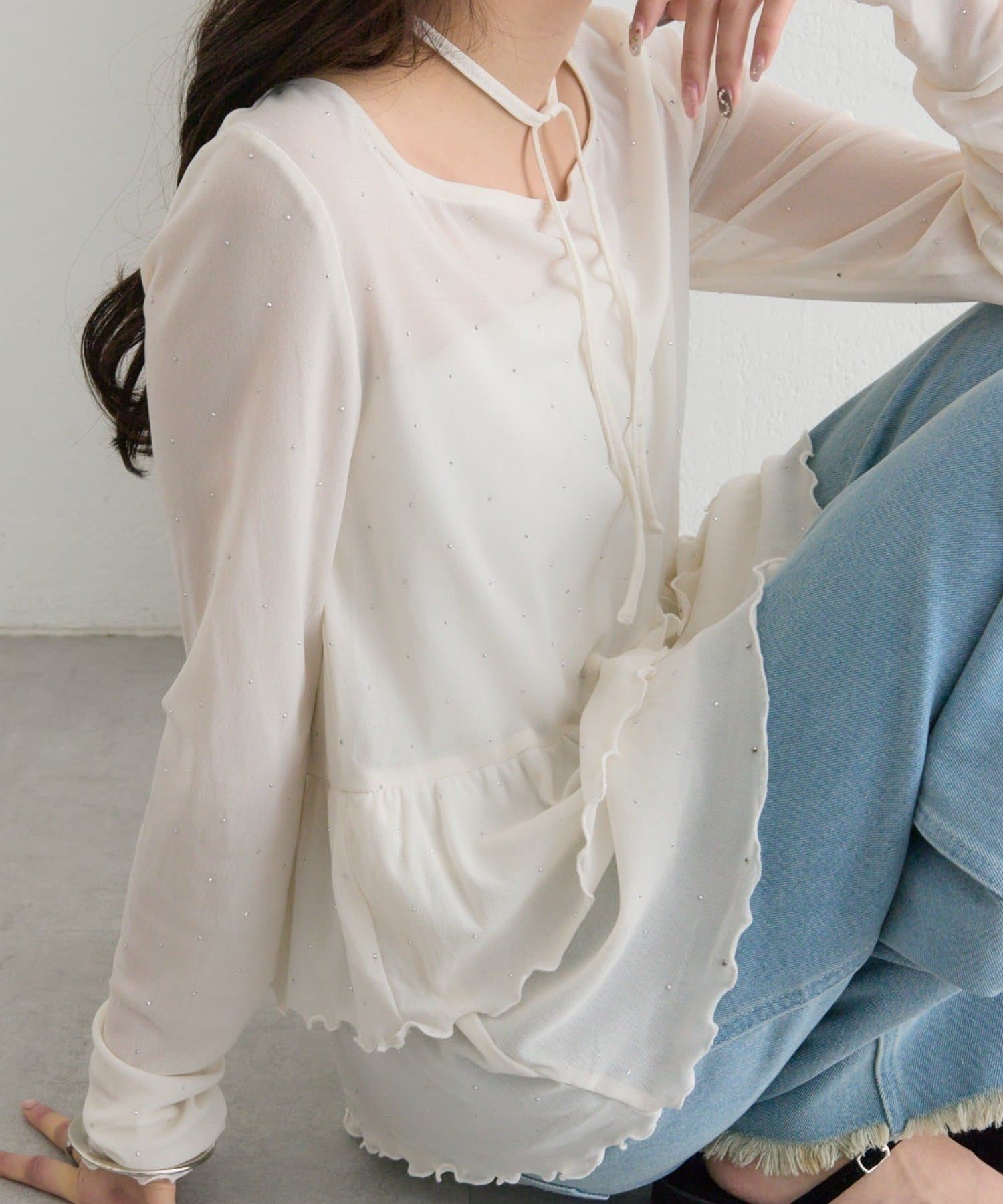 mystic sheer layering top with choker - Image 38
