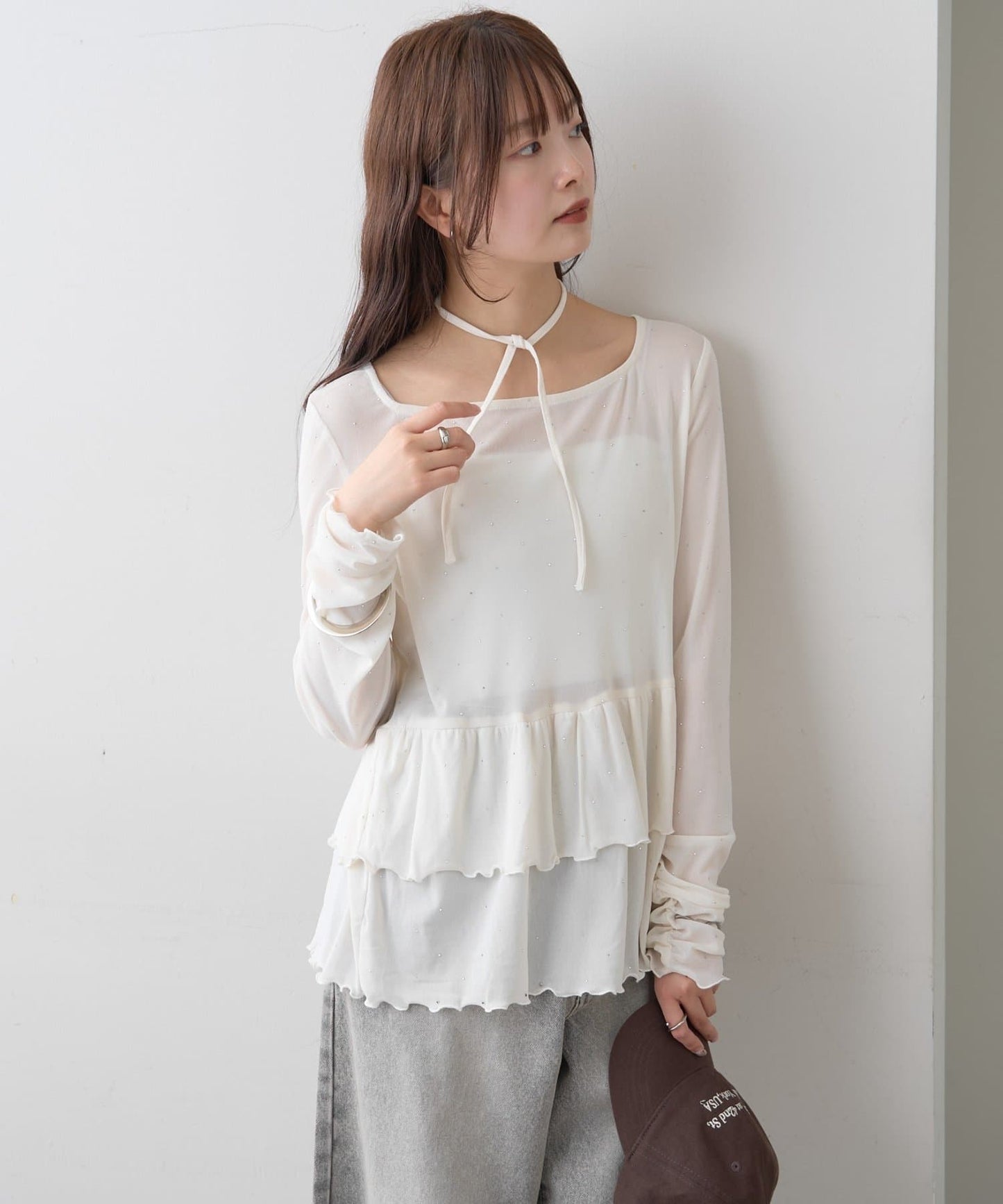 mystic sheer layering top with choker - Image 39