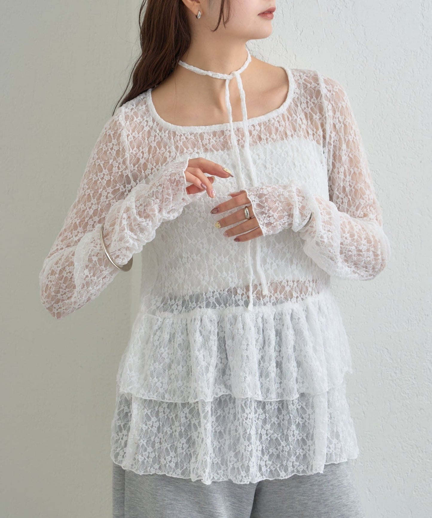 mystic sheer layering top with choker - Image 54