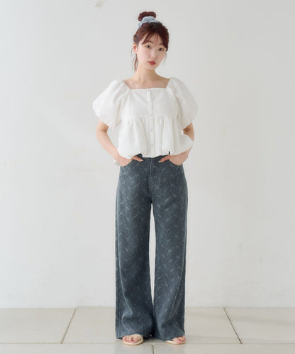 Kastane [Straight] floral embroidered denim - Image 23
