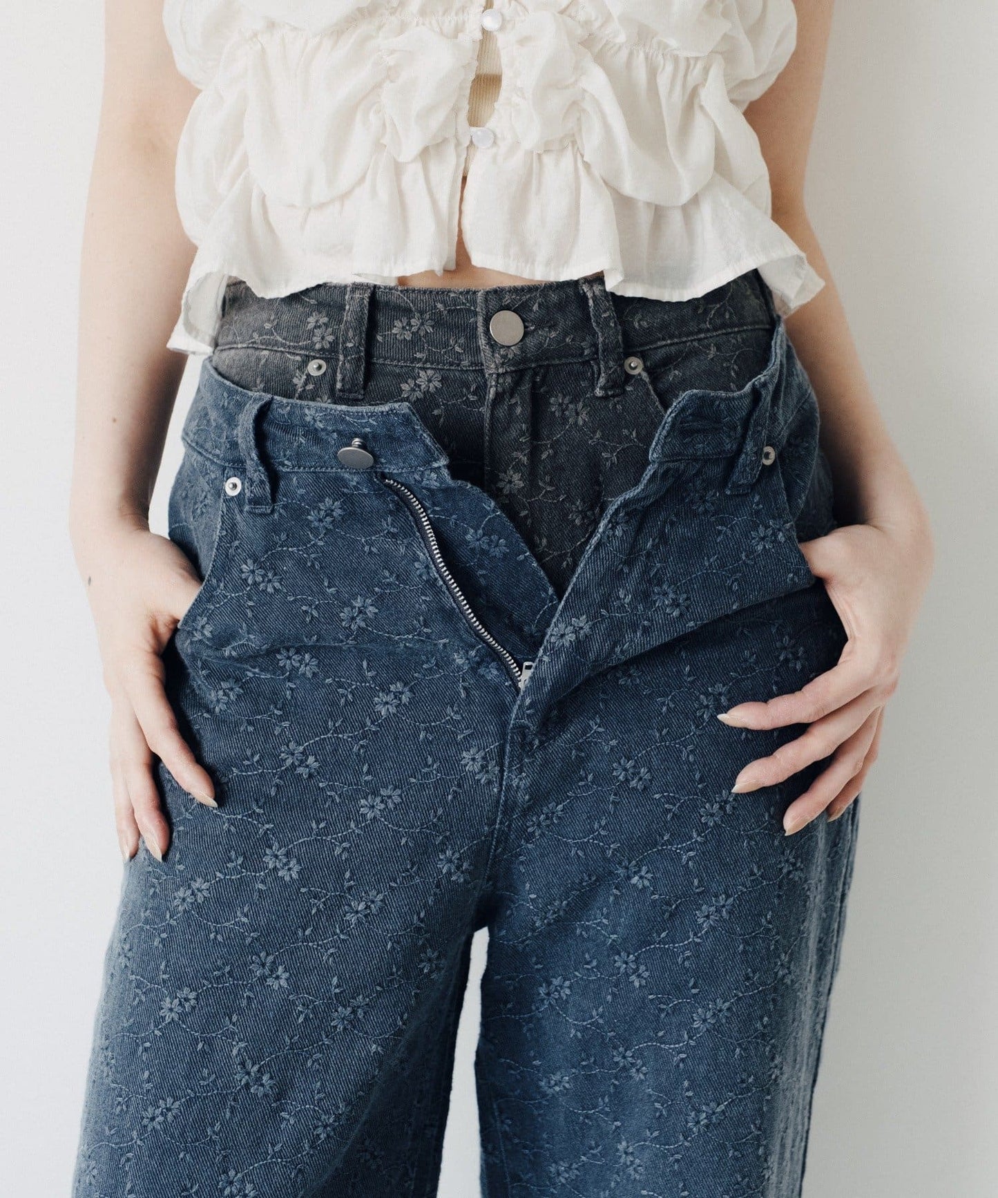 Kastane [Straight] floral embroidered denim - Image 5