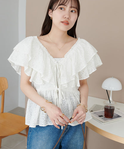 Discoat Lace 荷葉邊 blouse - Image 3