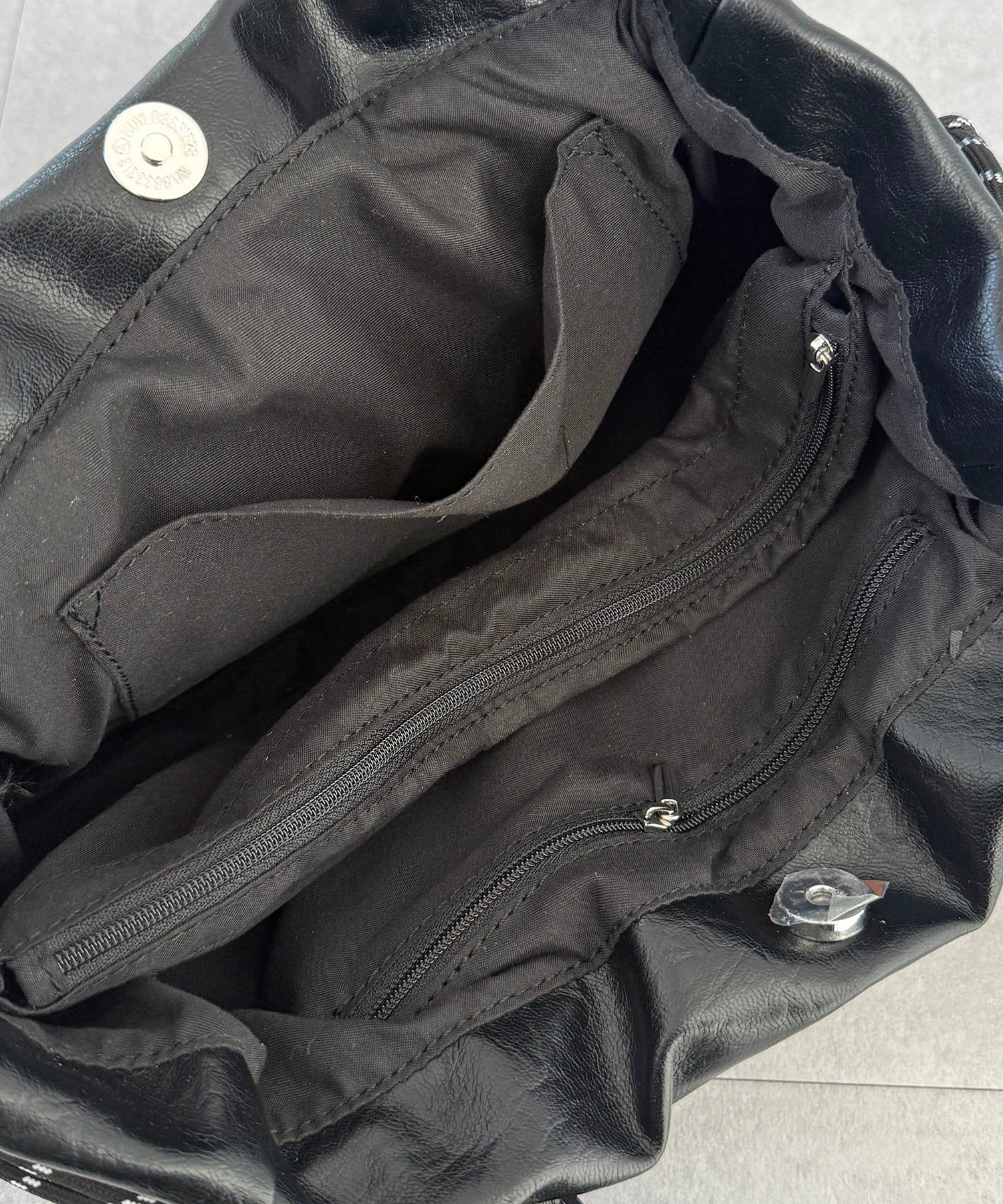 CPCM Drawstring Leather Boston Bag - Image 14