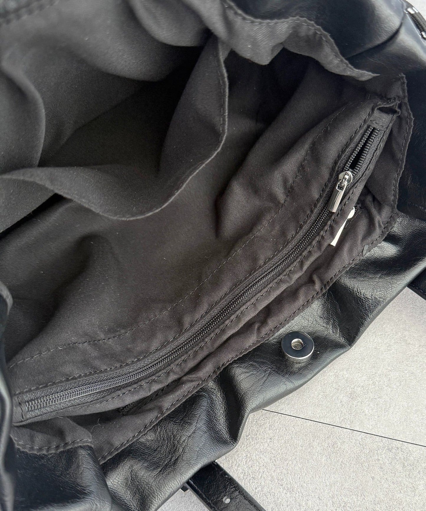 CPCM Drawstring Leather Boston Bag - Image 15