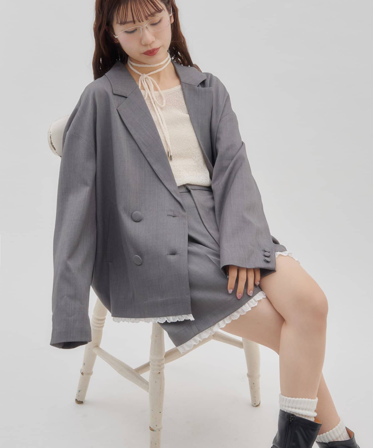 umm. By Discoat Lace下擺西裝外套 - Image 12