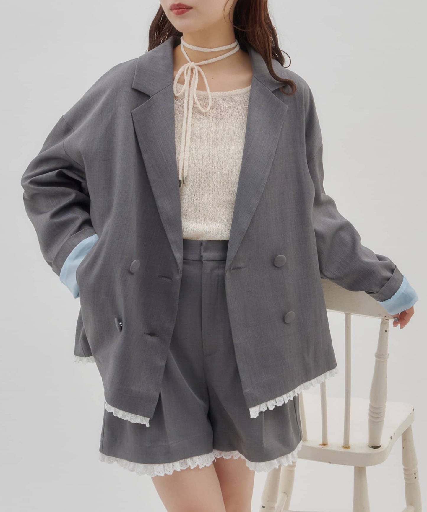 umm. By Discoat Lace下擺西裝外套 - Image 3