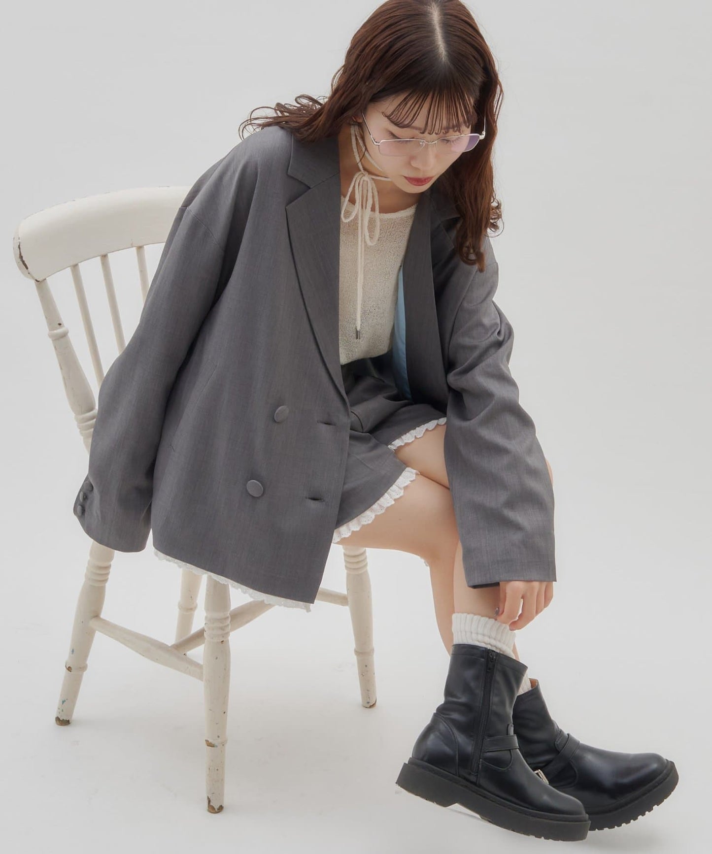 umm. By Discoat Lace下擺西裝外套 - Image 5