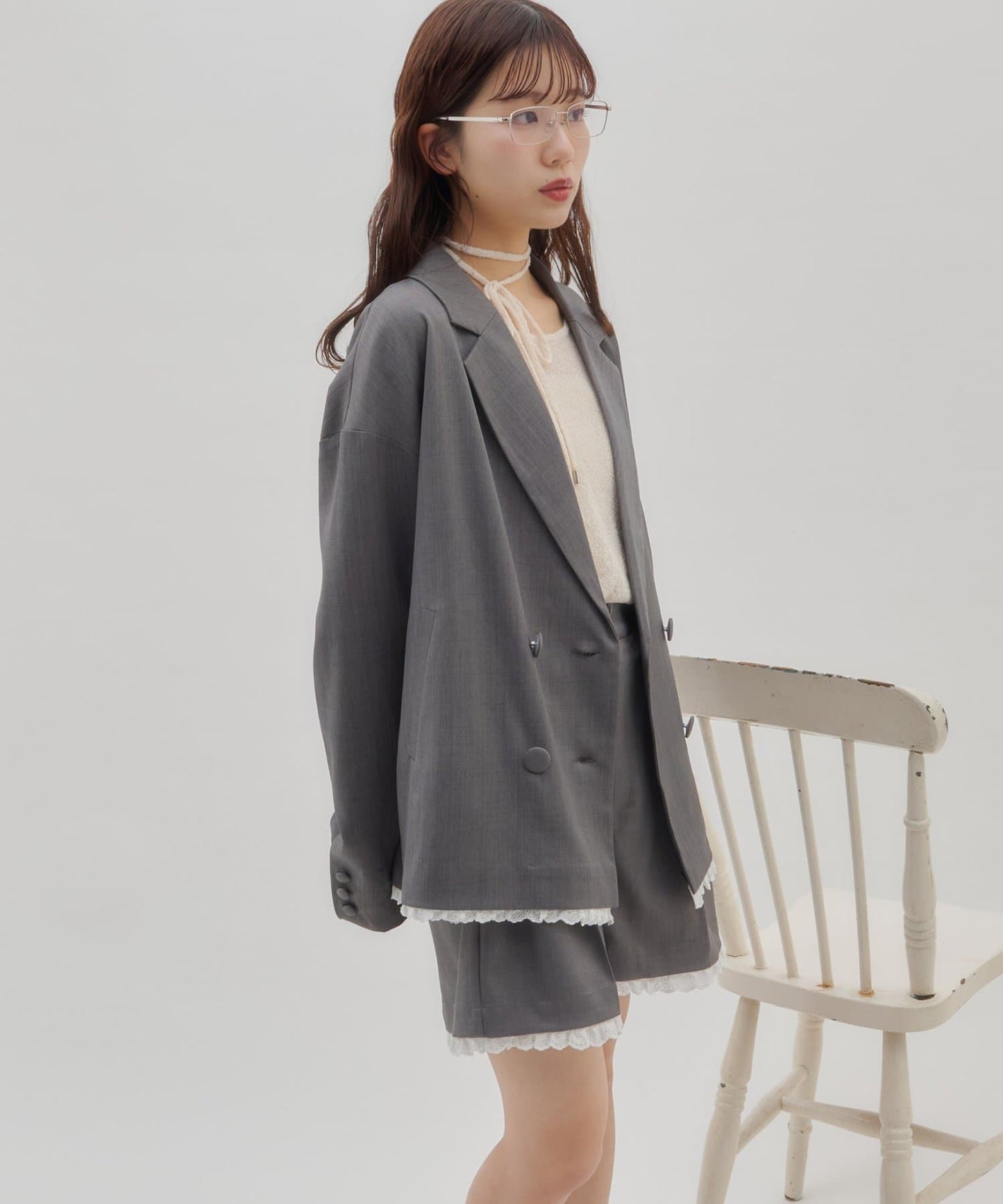 umm. By Discoat Lace下擺西裝外套 - Image 8