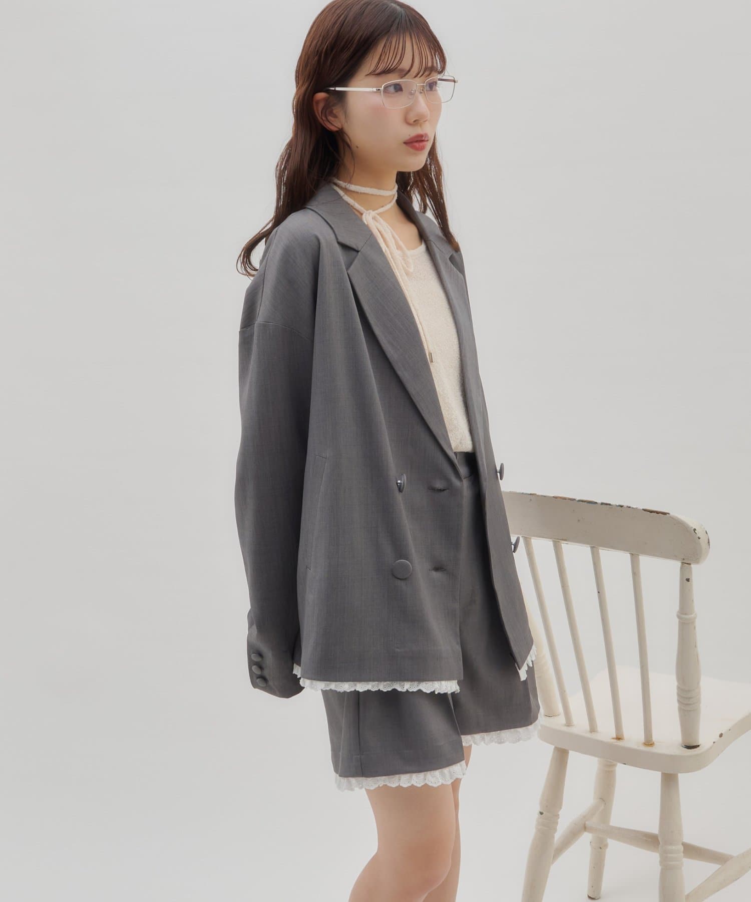 umm. By Discoat Lace下擺西裝外套 - Image 8