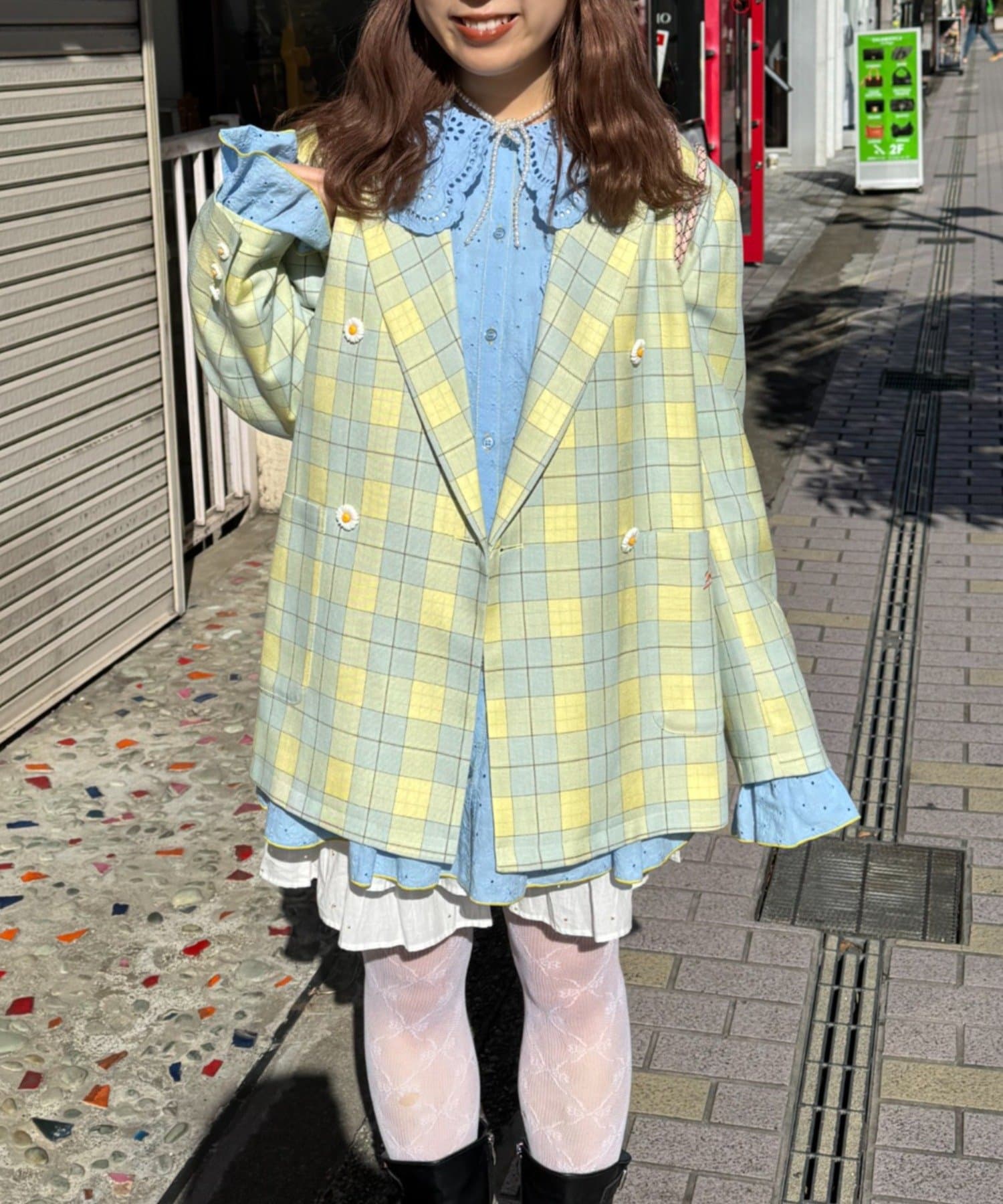 HELLO.SANFRANCISCO 花花紐扣格紋外套 - Image 1