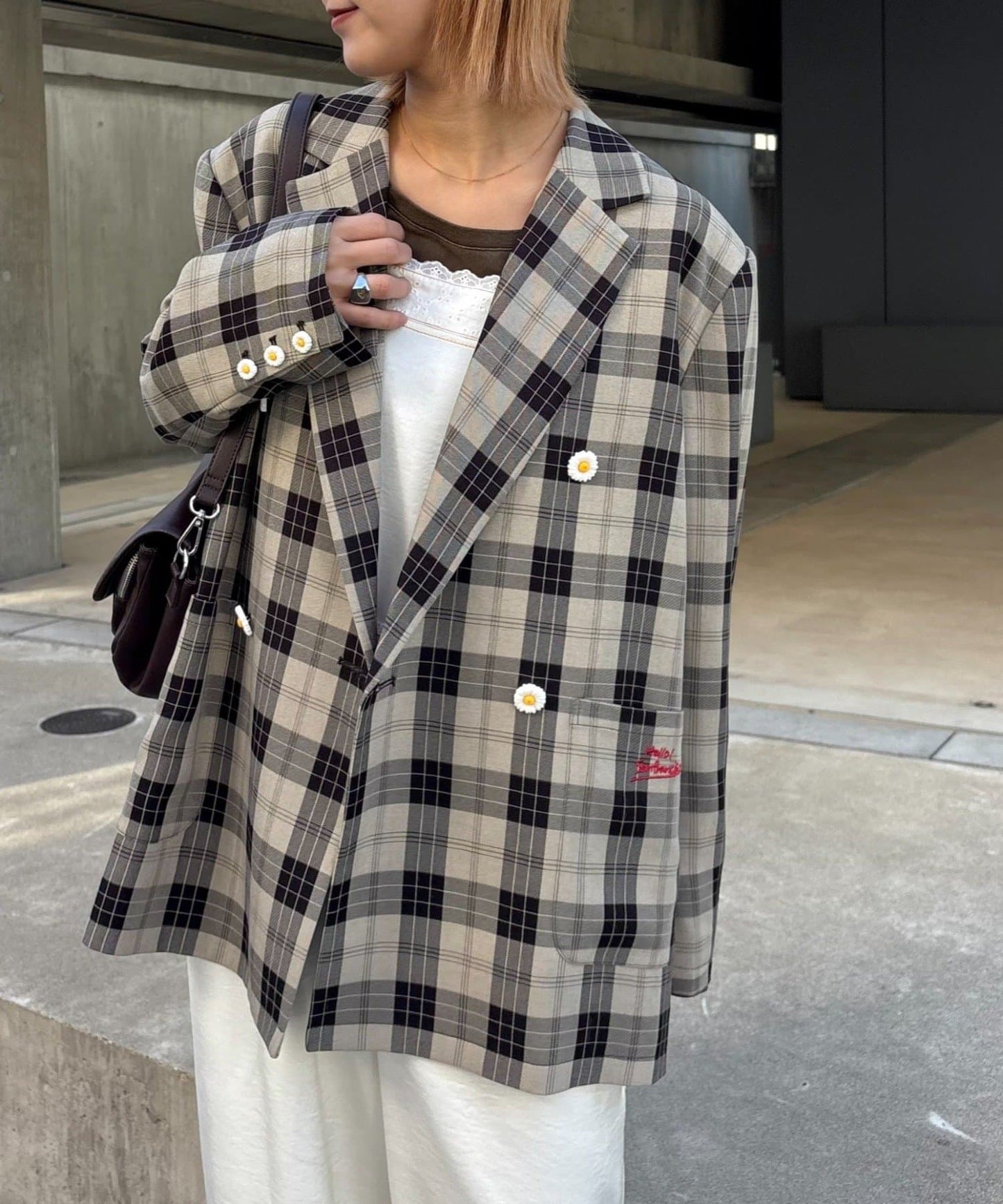 HELLO.SANFRANCISCO 花花紐扣格紋外套 - Image 5