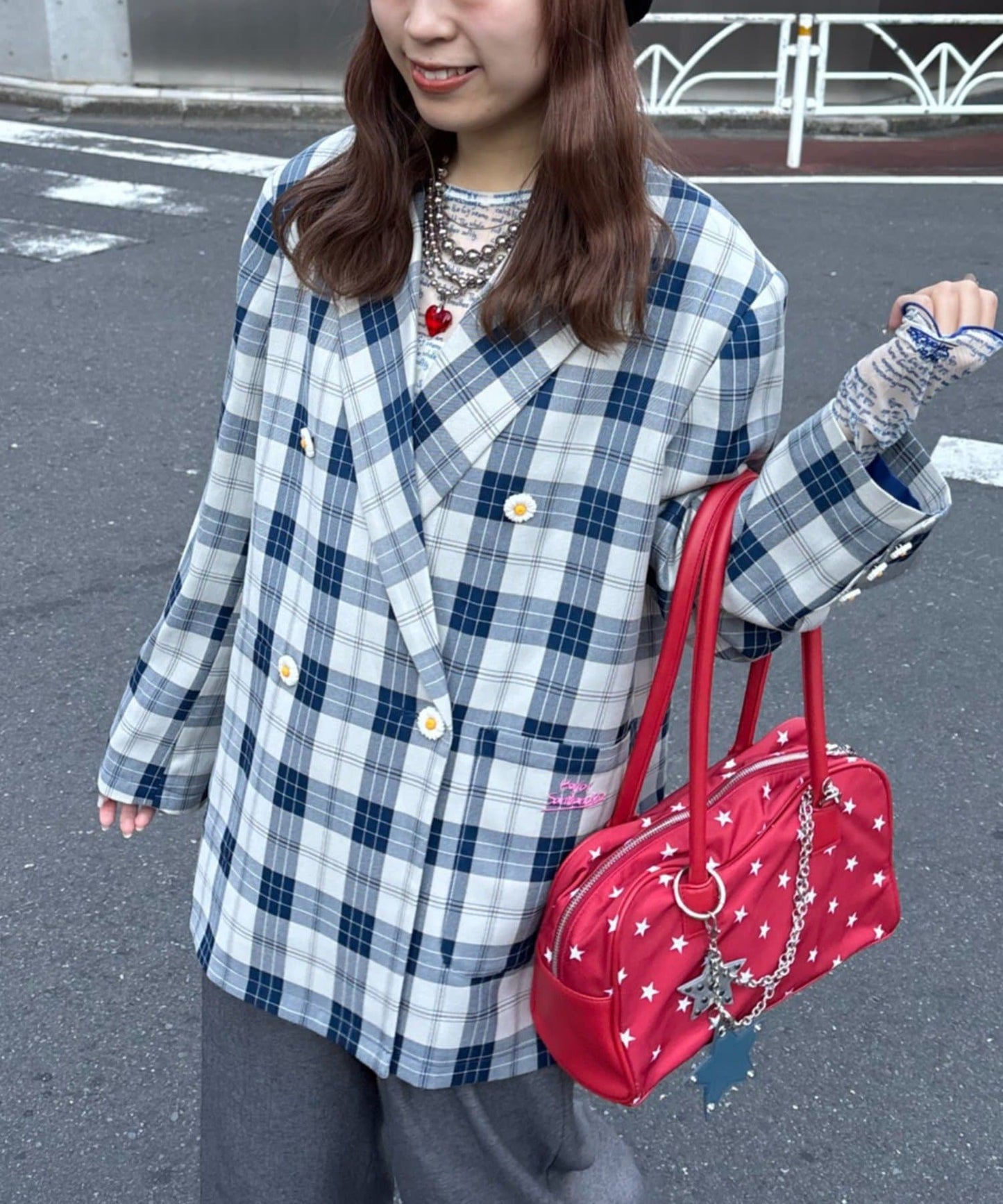 HELLO.SANFRANCISCO 花花紐扣格紋外套 - Image 3