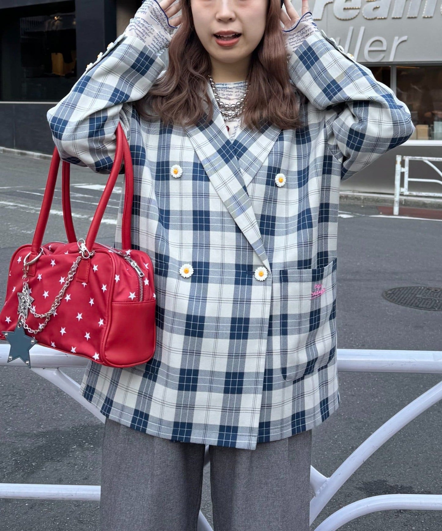 HELLO.SANFRANCISCO 花花紐扣格紋外套 - Image 11